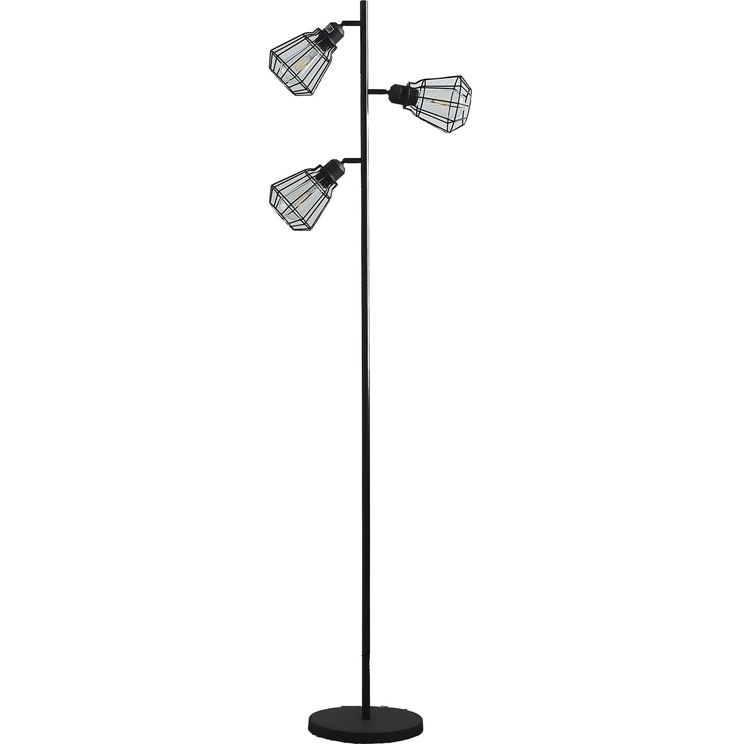66"" Black Three Light Tree Floor Lamp Set