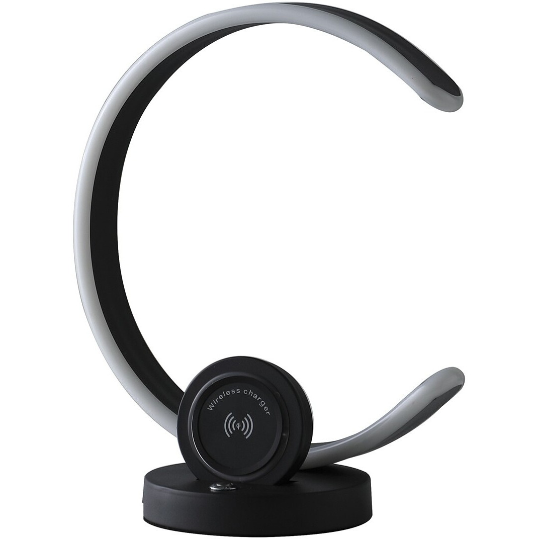 13"" Black Contempo Shape Led  With Usb Desk Or Table Lamp