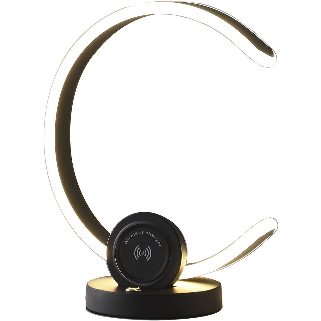 13"" Black Contempo Shape Led  With Usb Desk Or Table Lamp