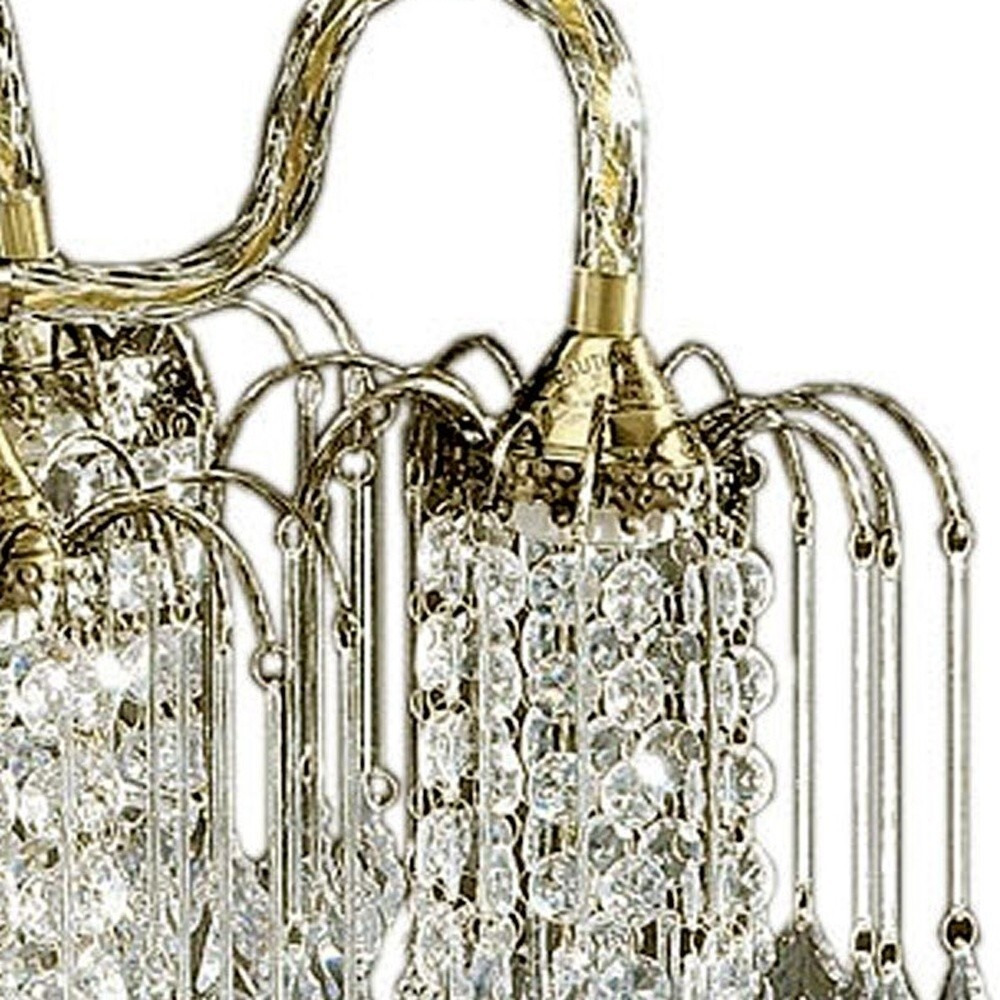 Two Tier Crystal And Brass Hanging Chandelier Light