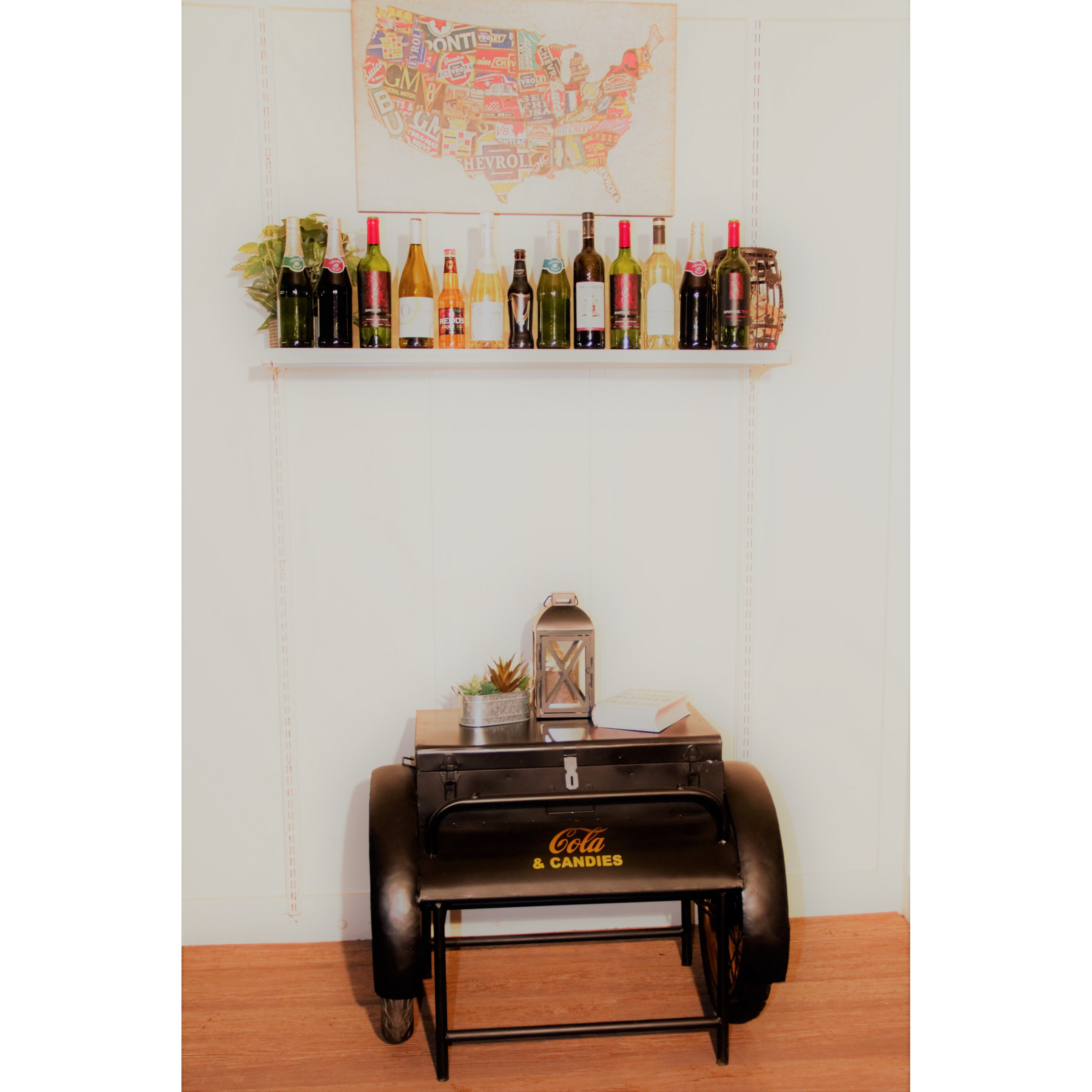 Retro Black Metal Delivery Box Accent Side Table
