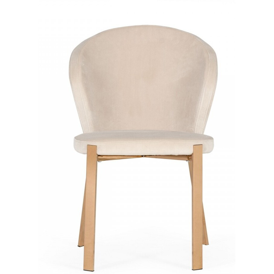 Beige Velvet Rosegold Dining Chair