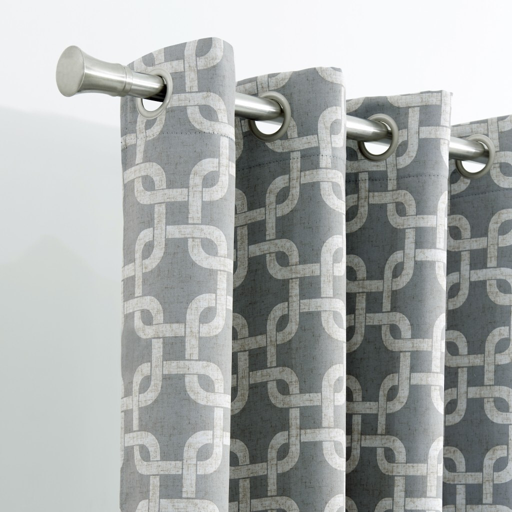 84 Silver Interlock Pattern Window Curtain Panel