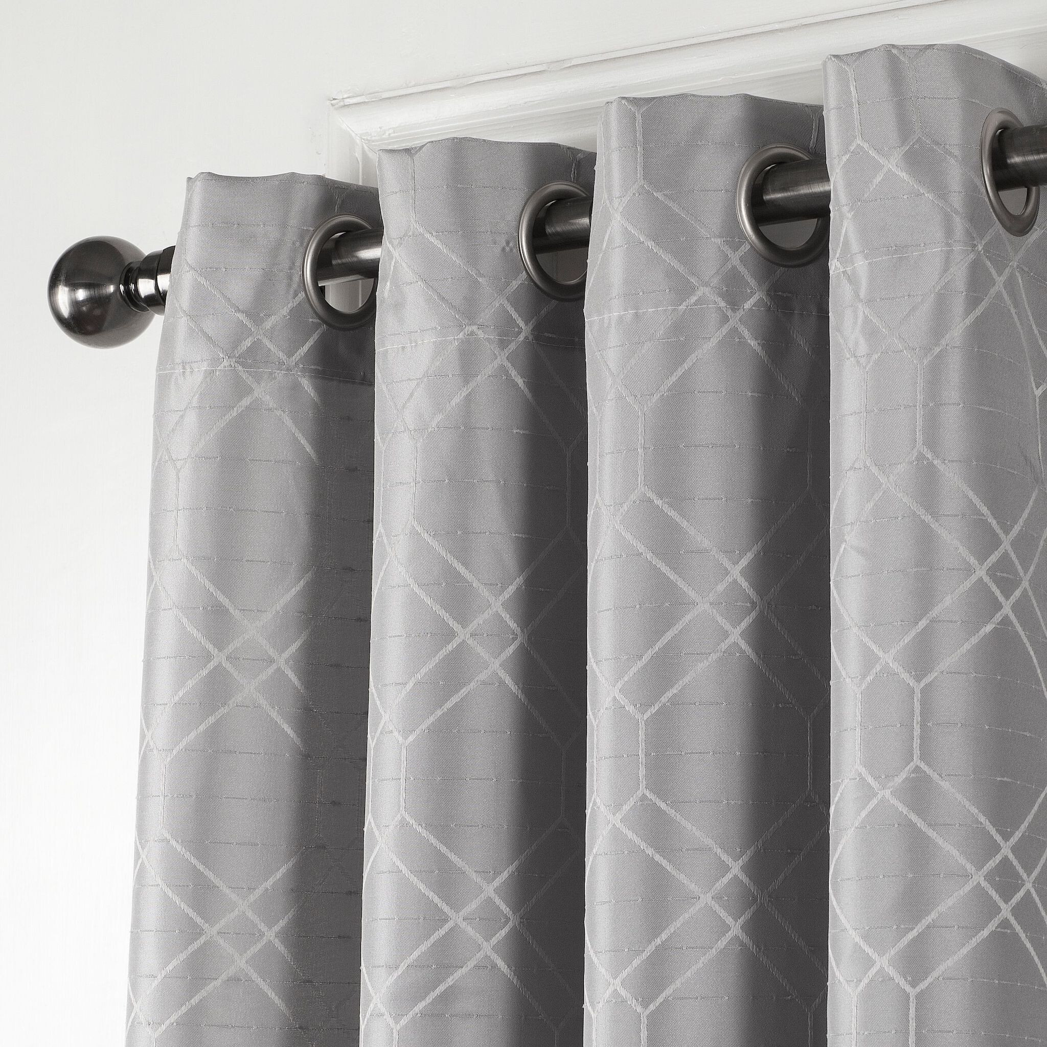 84"" Silver Linework Textured Window Curtain Panel
