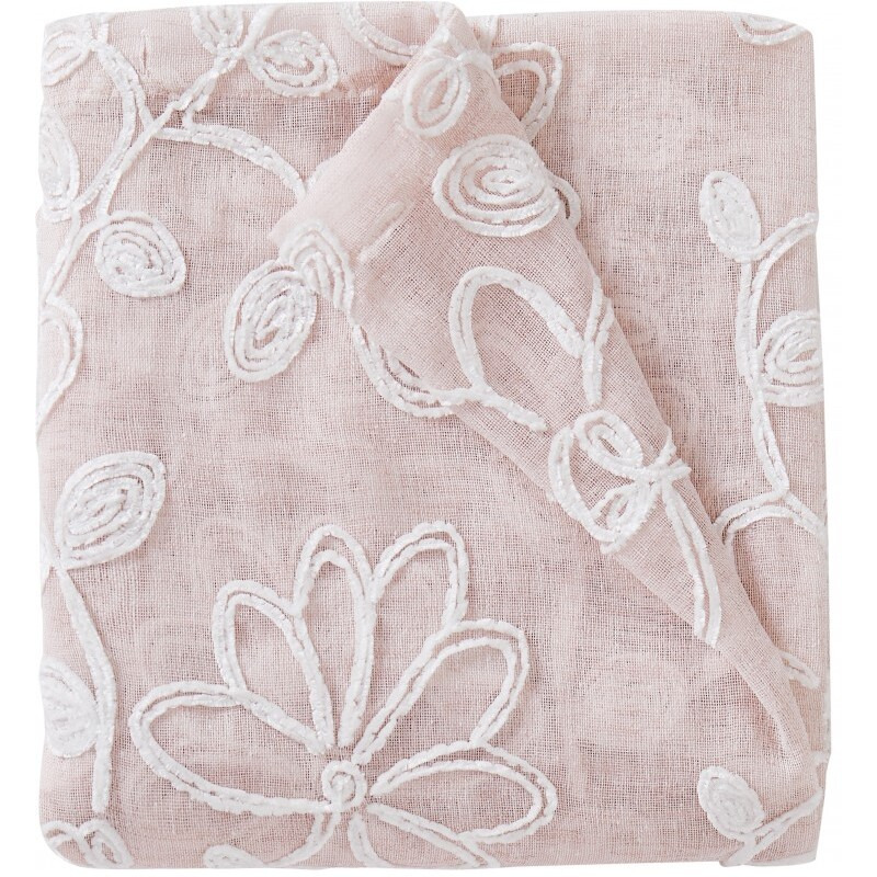 Set Of Two 84""  Blush Floral Embroidered Window Panels