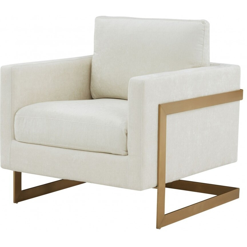 Stylish Cream And Gold Fabric Accent Chair