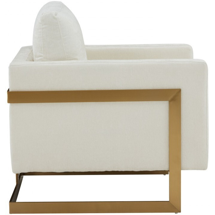 Stylish Cream And Gold Fabric Accent Chair