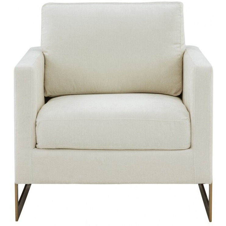 Stylish Cream And Gold Fabric Accent Chair
