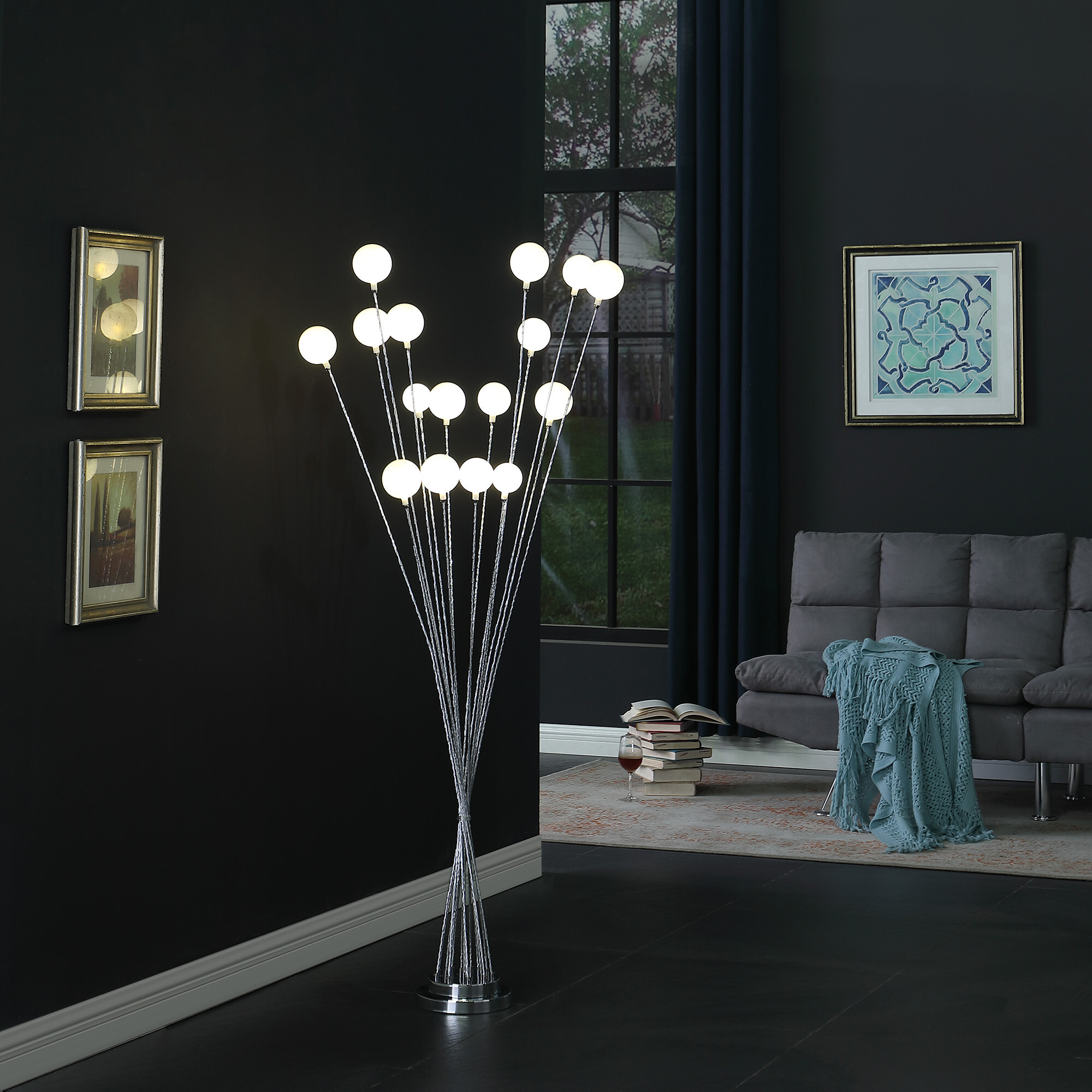 62"" Chrome Multi Light Led Novelty Floor Lamp