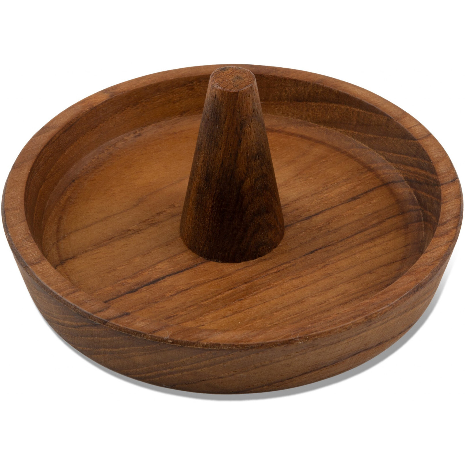 Traditional Solid Teak Ring Cone Jewelry Dish