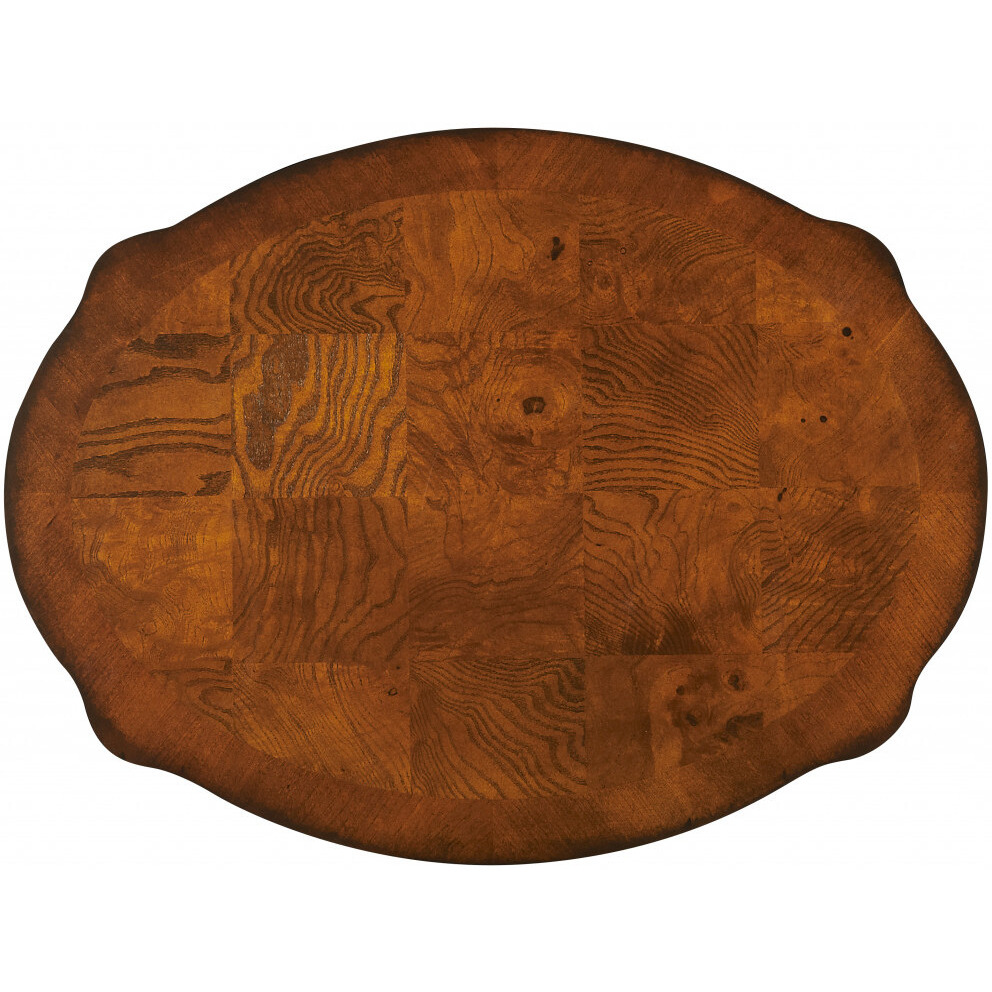 26"" Medium Brown And Umber Solid And Manufactured Wood Oval End Table With Two Drawers And Shelf