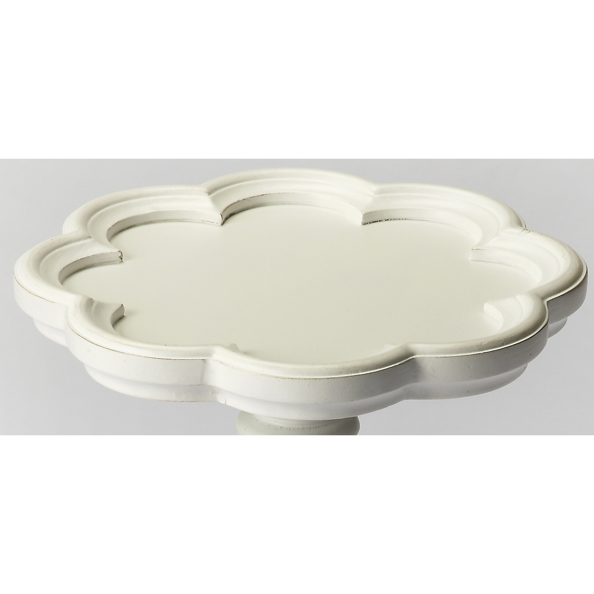 20"" Cottage White Wood Floral Top End Table