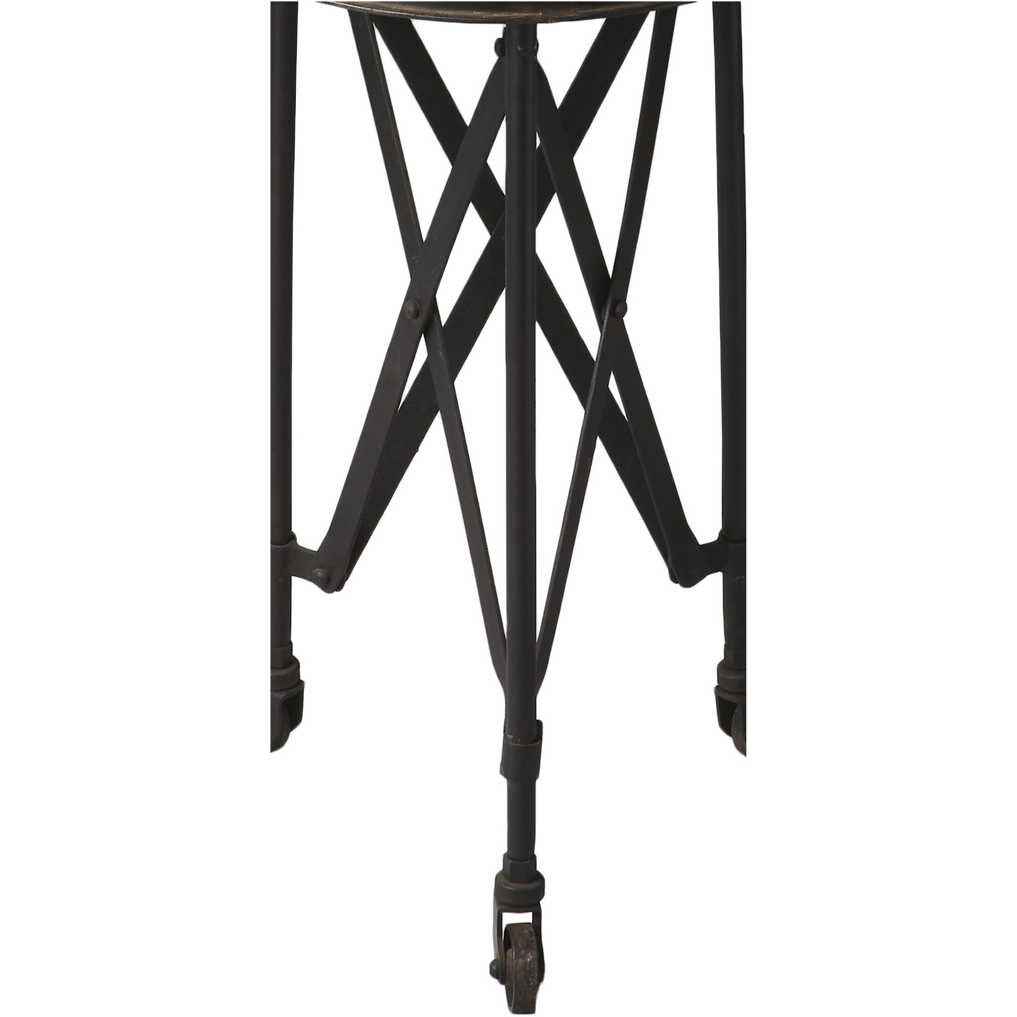 23"" Black Industrial Rolling Round End Table