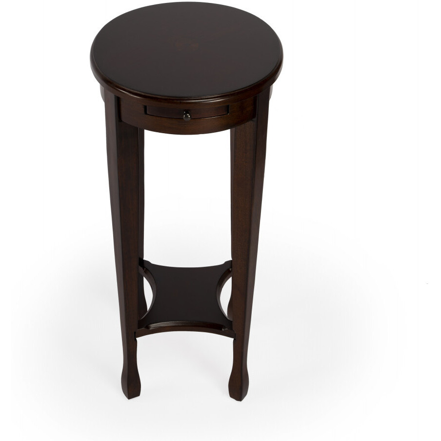 26"" Medium Brown And Chestnut Burl Manufactured Wood Oval End Table With Shelf