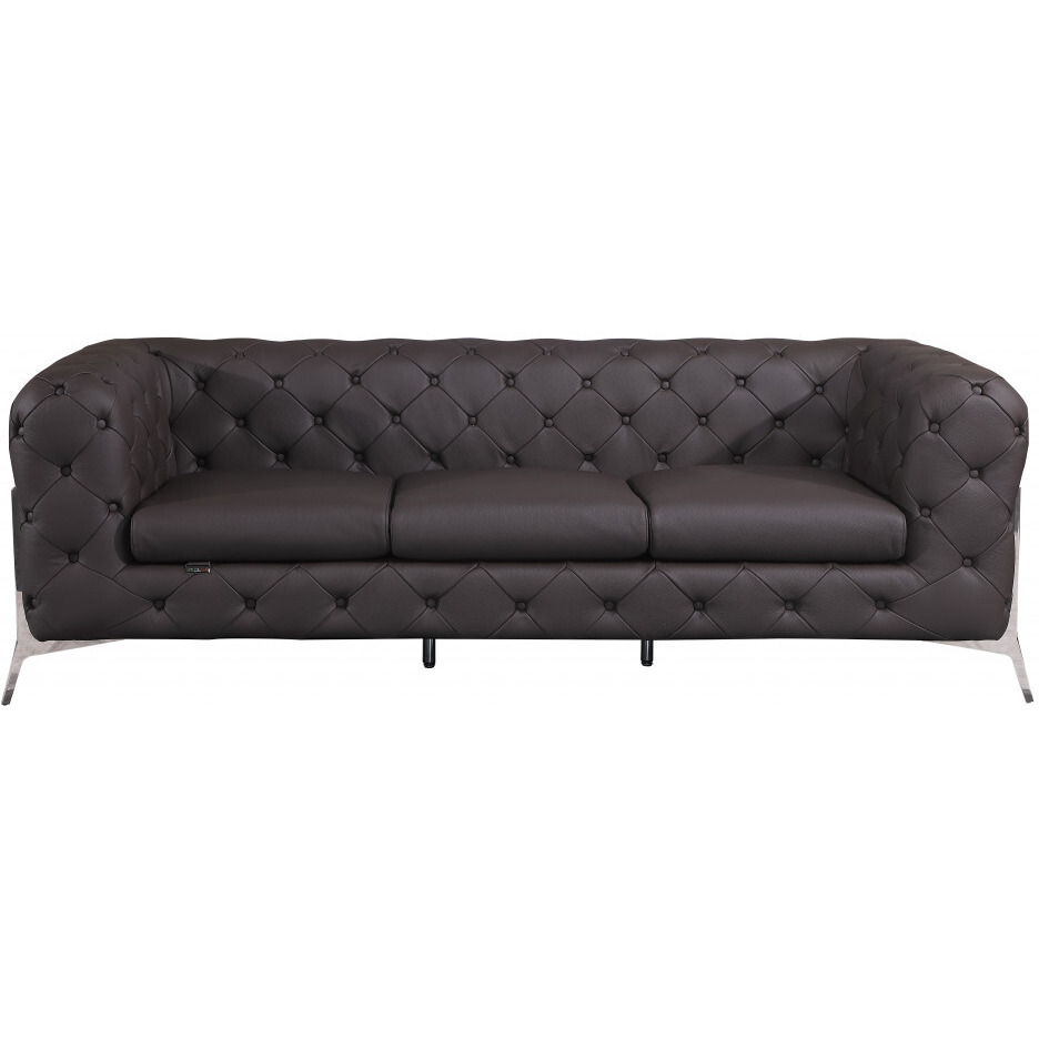 93"" Brown Genuine Leather Standard Sofa