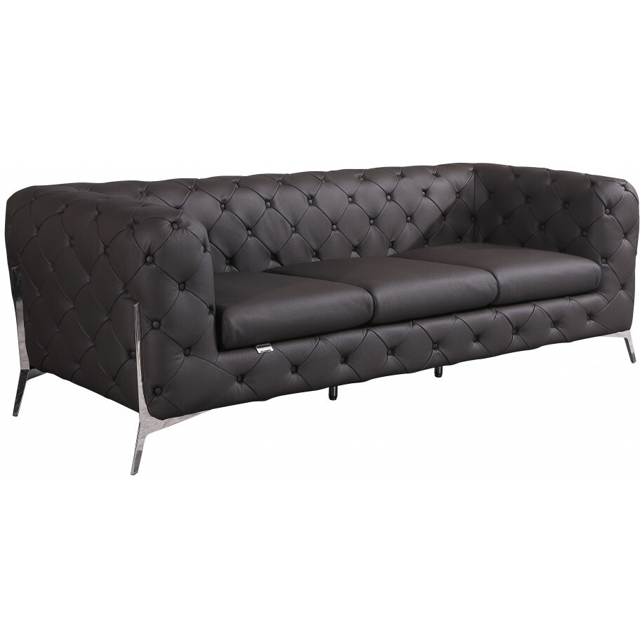 93"" Brown Genuine Leather Standard Sofa