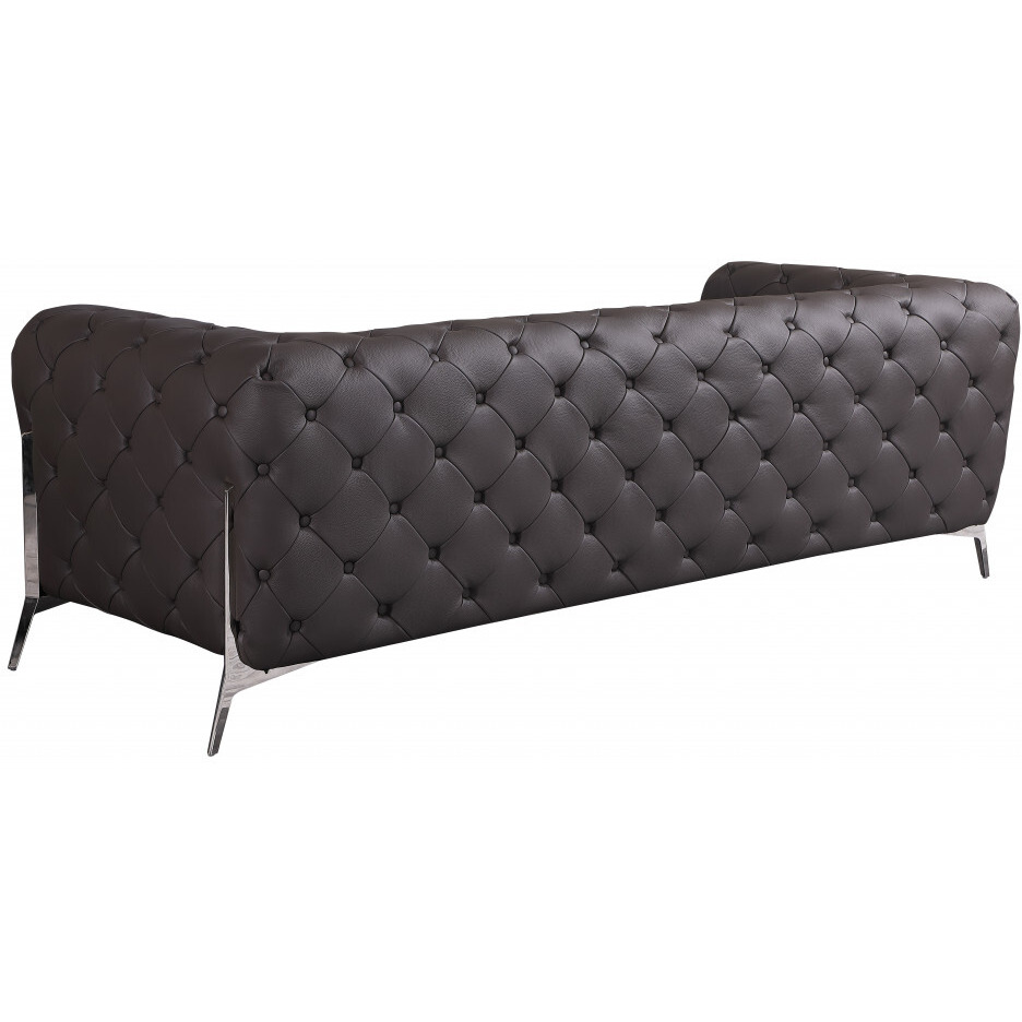 93"" Brown Genuine Leather Standard Sofa
