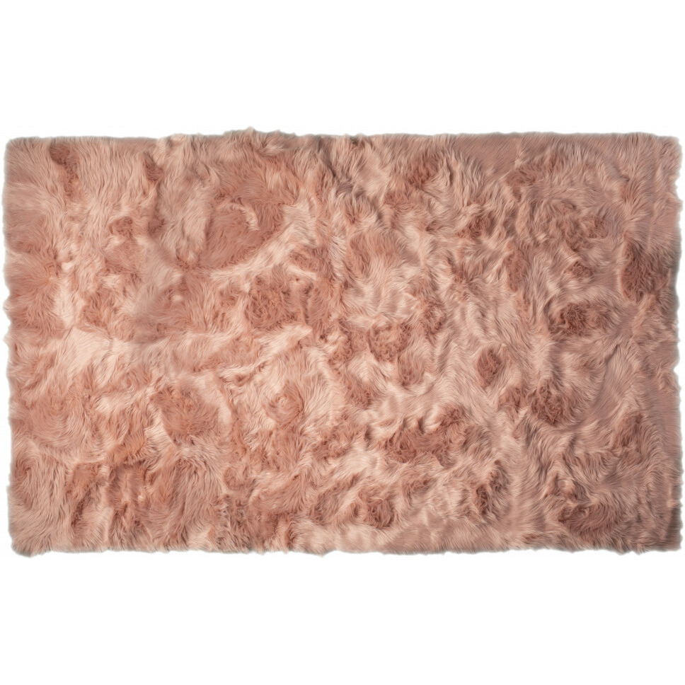 5' X 8' Dusty Rose Faux Fur Non Skid Area Rug