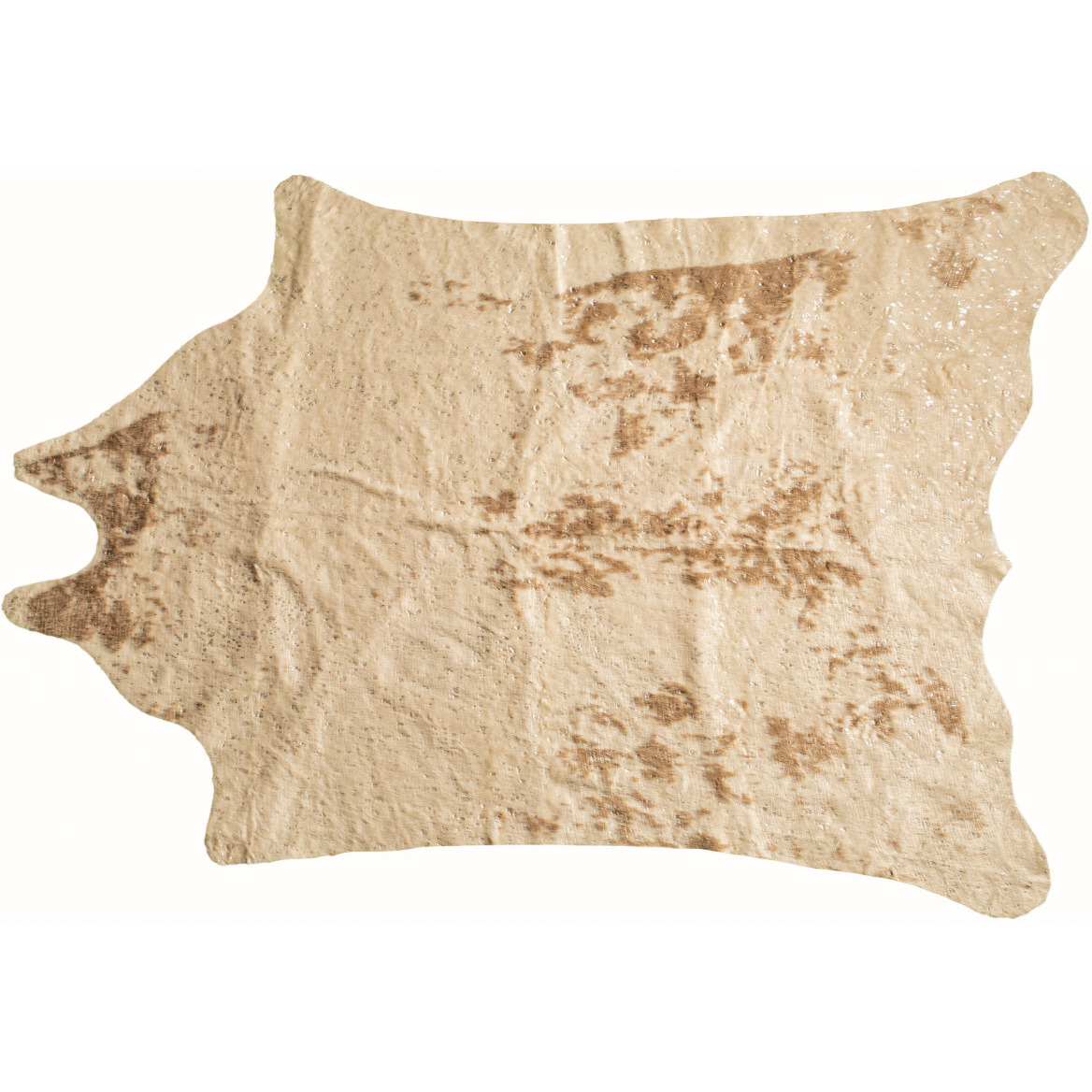 4'X 5' Off White And Silver Faux Cowhide Non Skid Area Rug