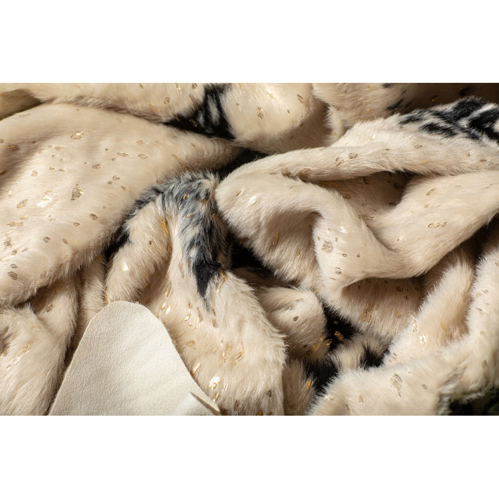 4'X 5' Off White Black And Gold Faux Cowhide Non Skid Area Rug