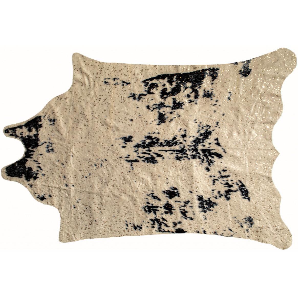 4'X 5' Off White Black And Gold Faux Cowhide Non Skid Area Rug
