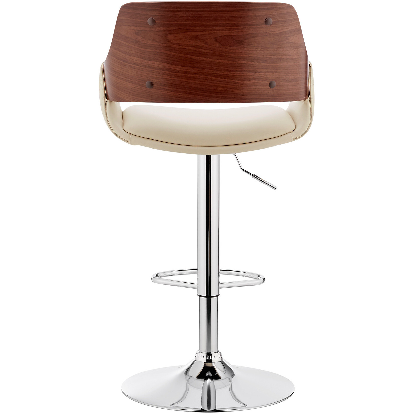Cream Faux Leather Adjustable Chrome Swivel Bar Stool