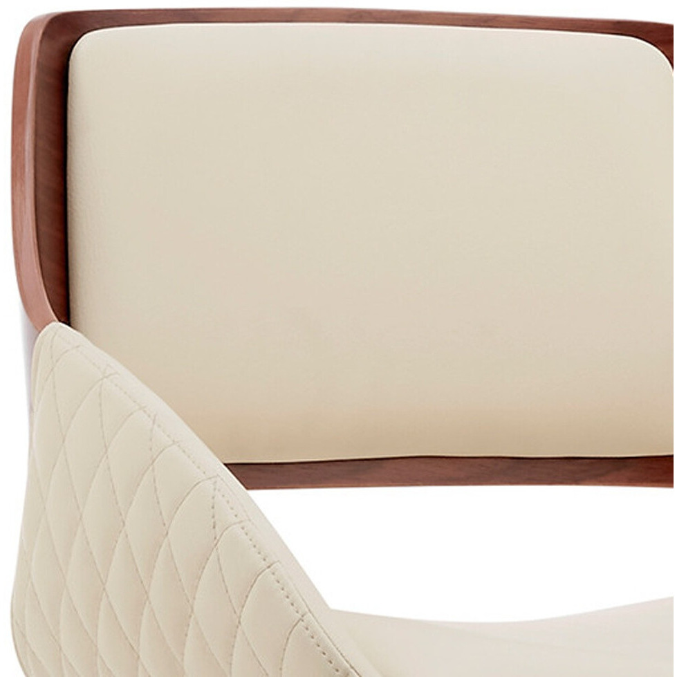 Cream Faux Leather Adjustable Chrome Swivel Bar Stool
