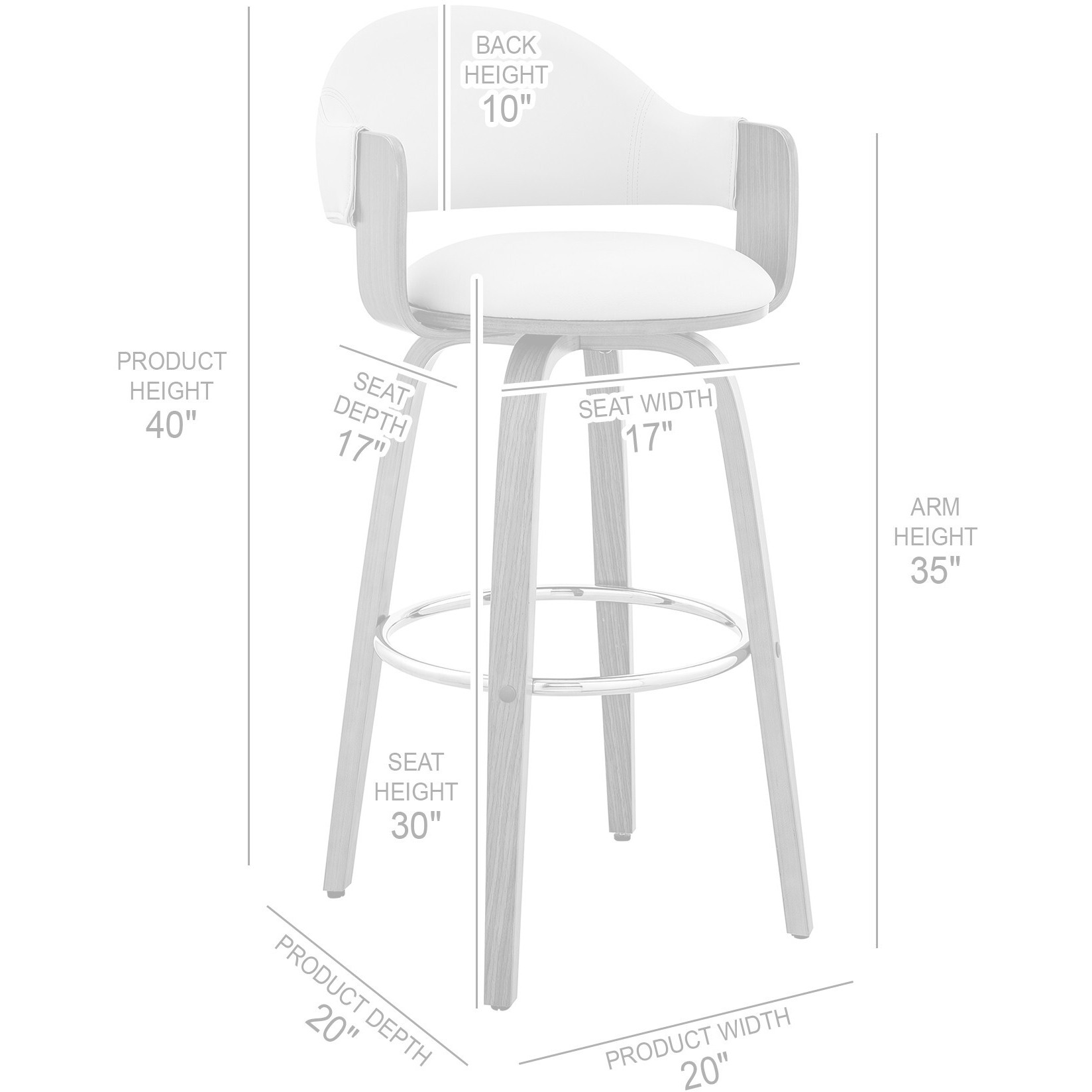 30"" Rich Brown Faux Leather Walnut Wood Bar Stool