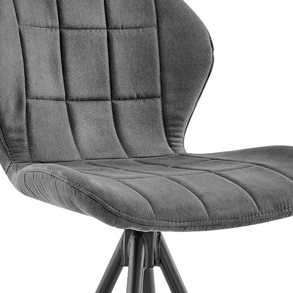 26"" Charcoal Gray And Black Microfiber Squared Channel Bar Stool