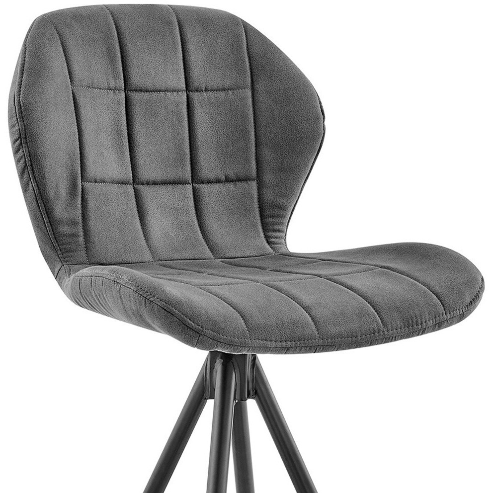26"" Charcoal Gray And Black Microfiber Squared Channel Bar Stool