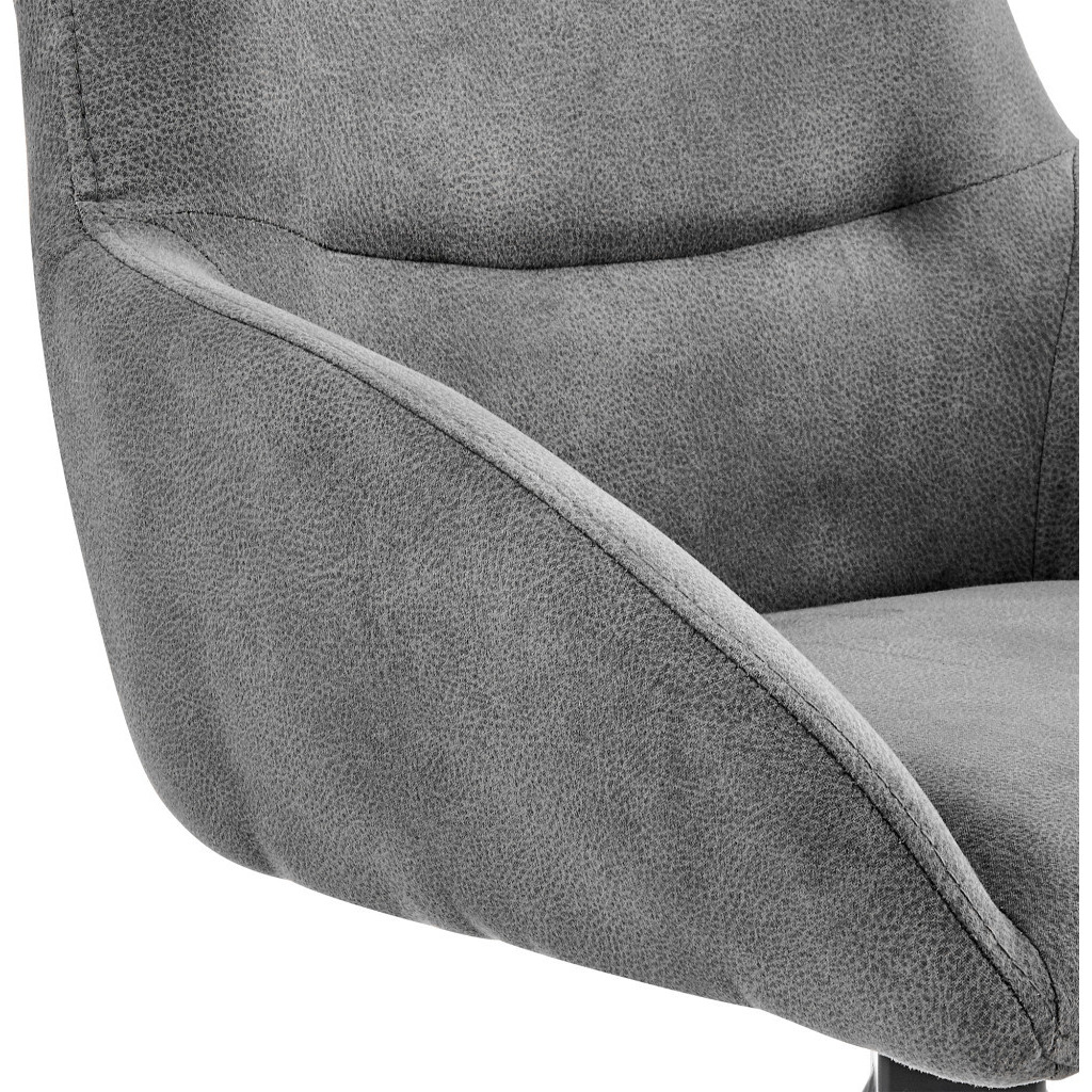41"" Charcoal Microfiber And Black Iron Bar Height Chair