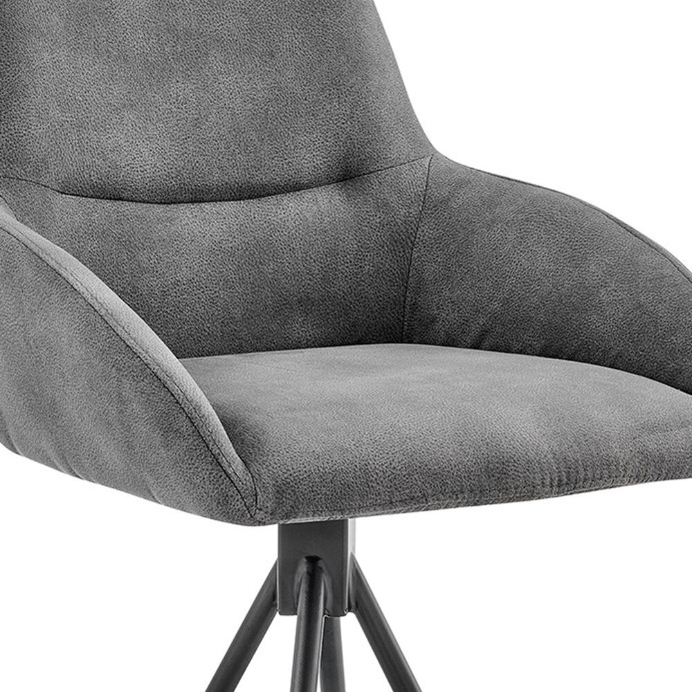 41"" Charcoal Microfiber And Black Iron Bar Height Chair