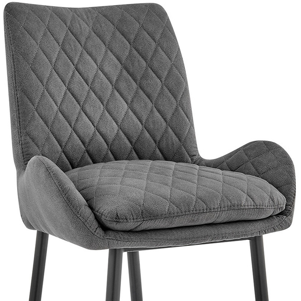 43"" Charcoal Microfiber And Black Iron Bar Height Chair