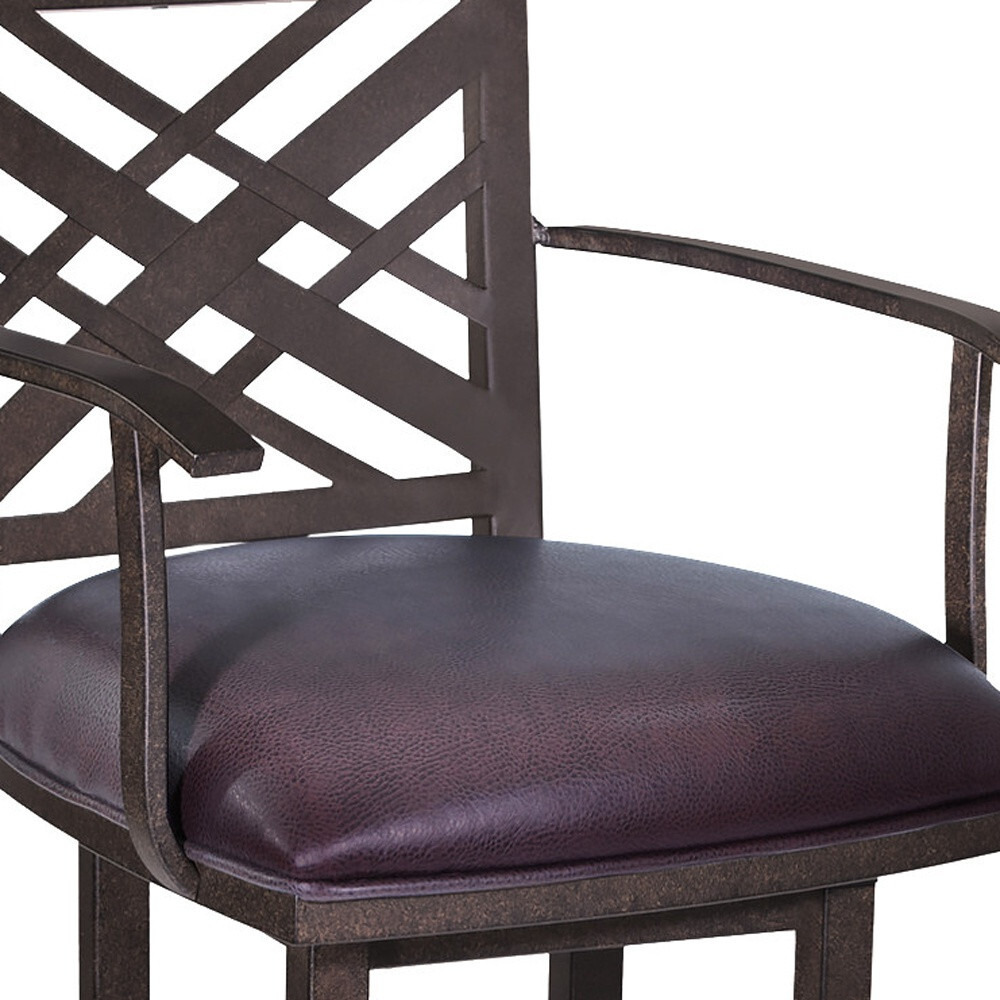 45"" Brown Faux Leather And Iron Bar Height Chair
