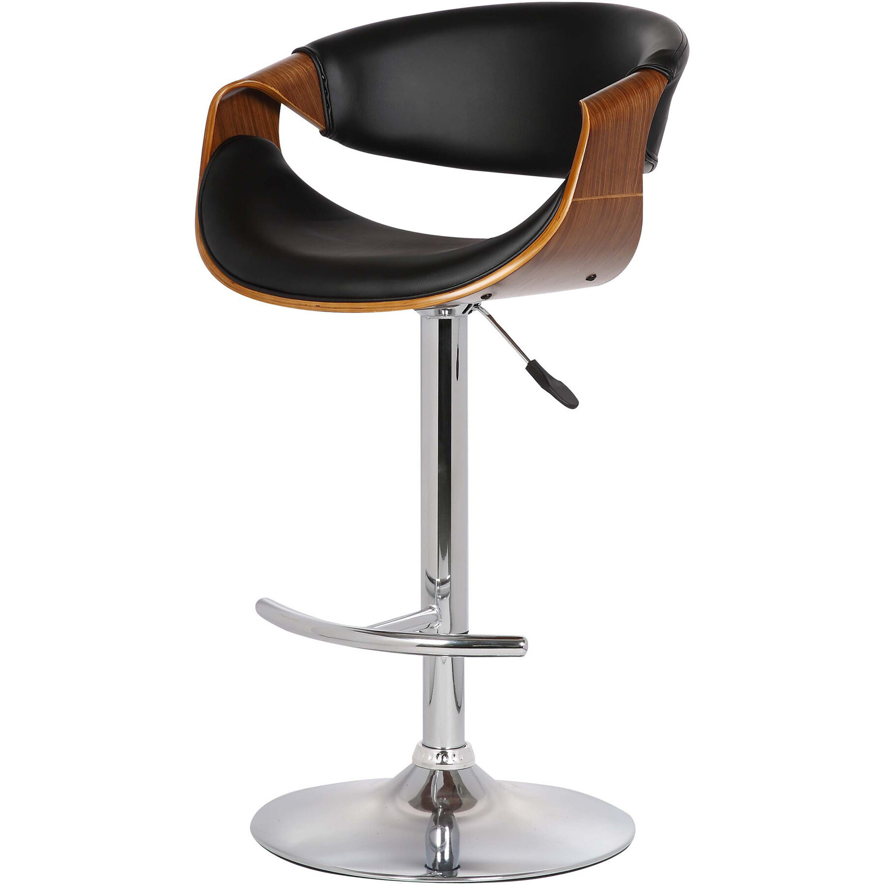 Mod Adjustable Black Faux Leather Swivel Bar Stool