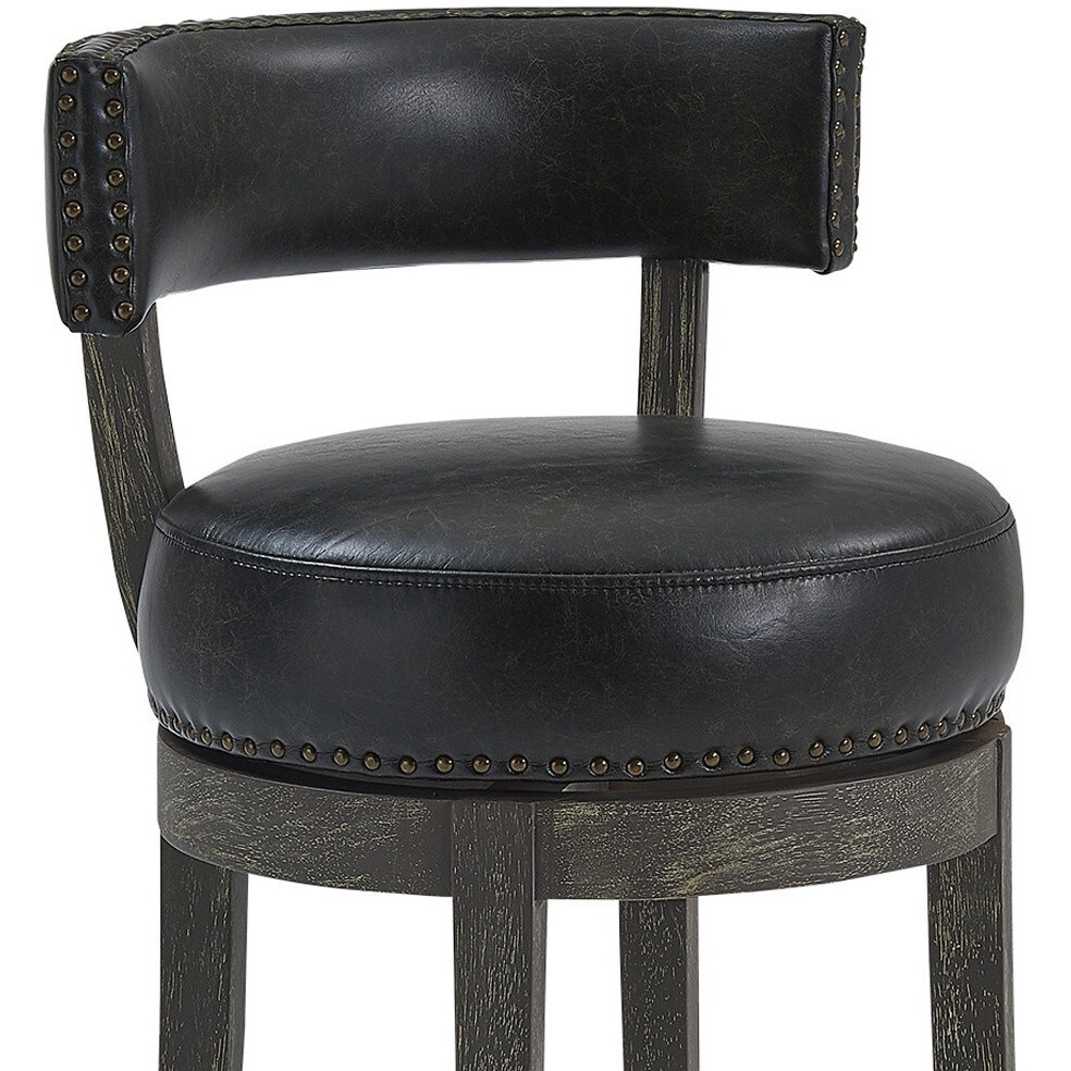 26"" Brown Onyx Faux Leather Swivel Wood Counter Stool