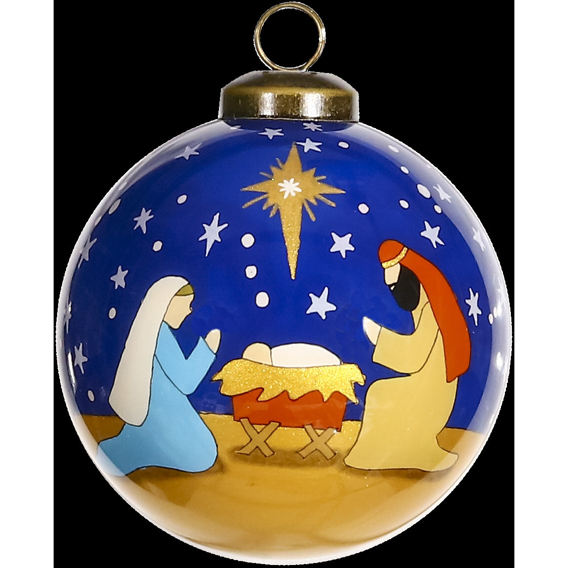 Silent Night Hand Painted Mouth Blown Glass Ornament