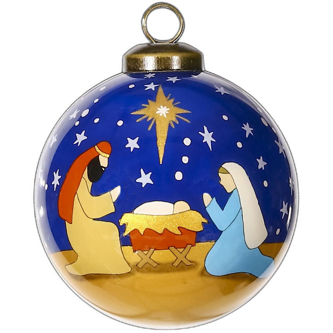 Silent Night Hand Painted Mouth Blown Glass Ornament