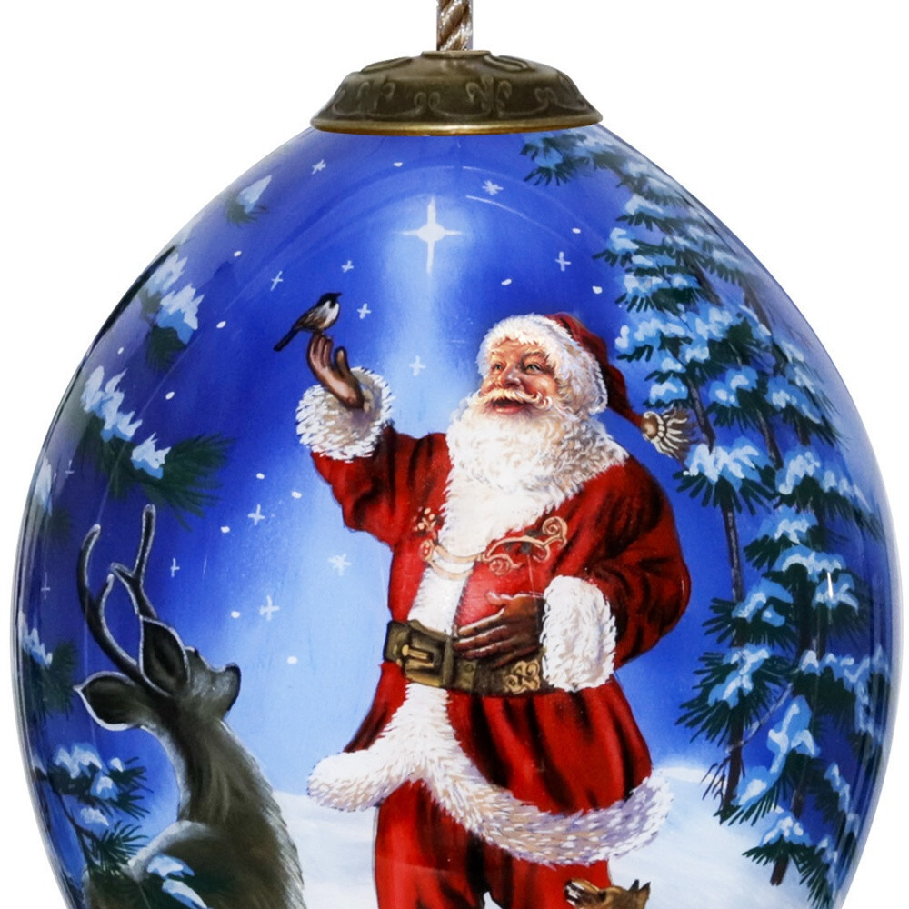 Starry Heaven And Santa Hand Painted Mouth Blown Glass Ornament