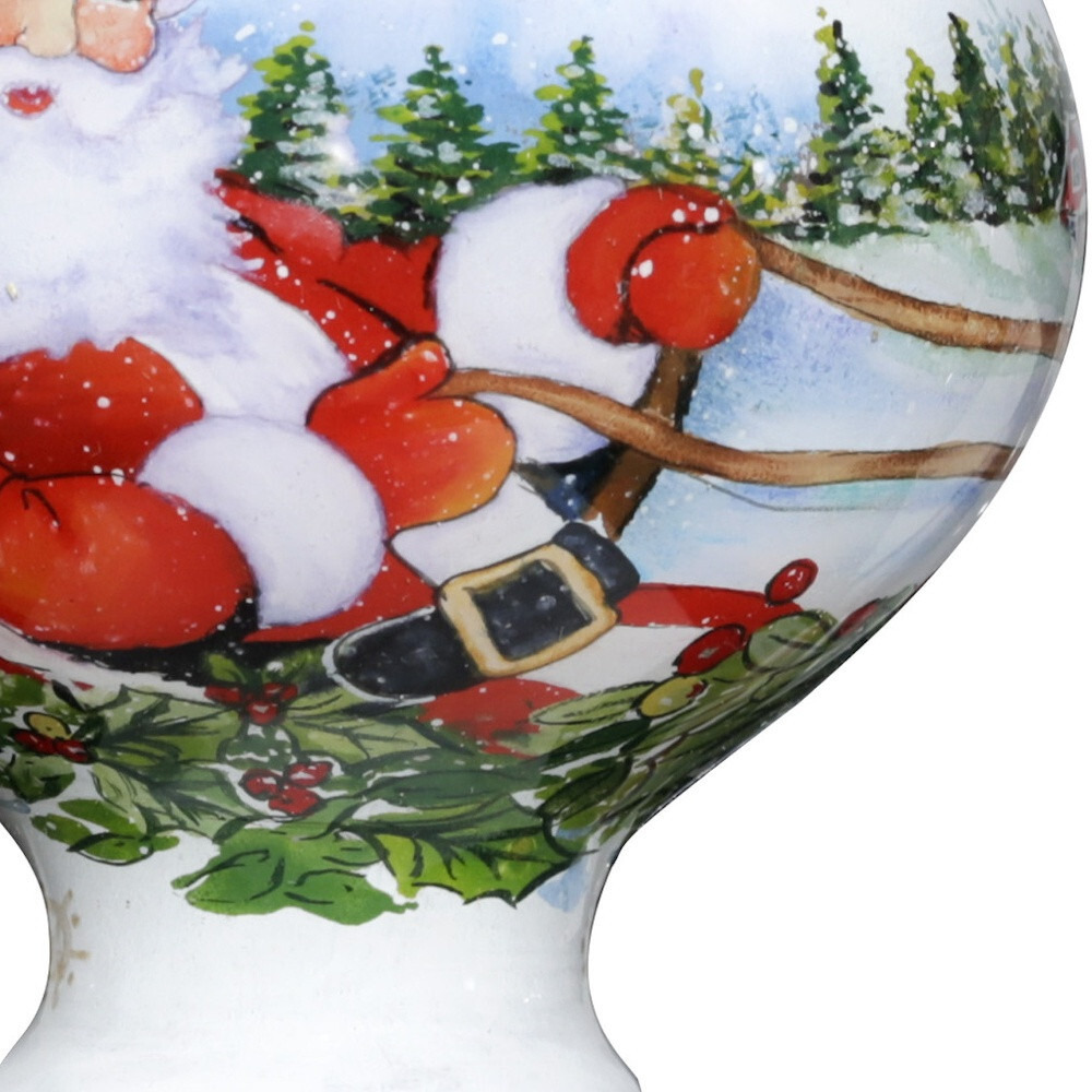Santa Riding A Sleigh Hand Painted Mouth Blown Glass Ornament