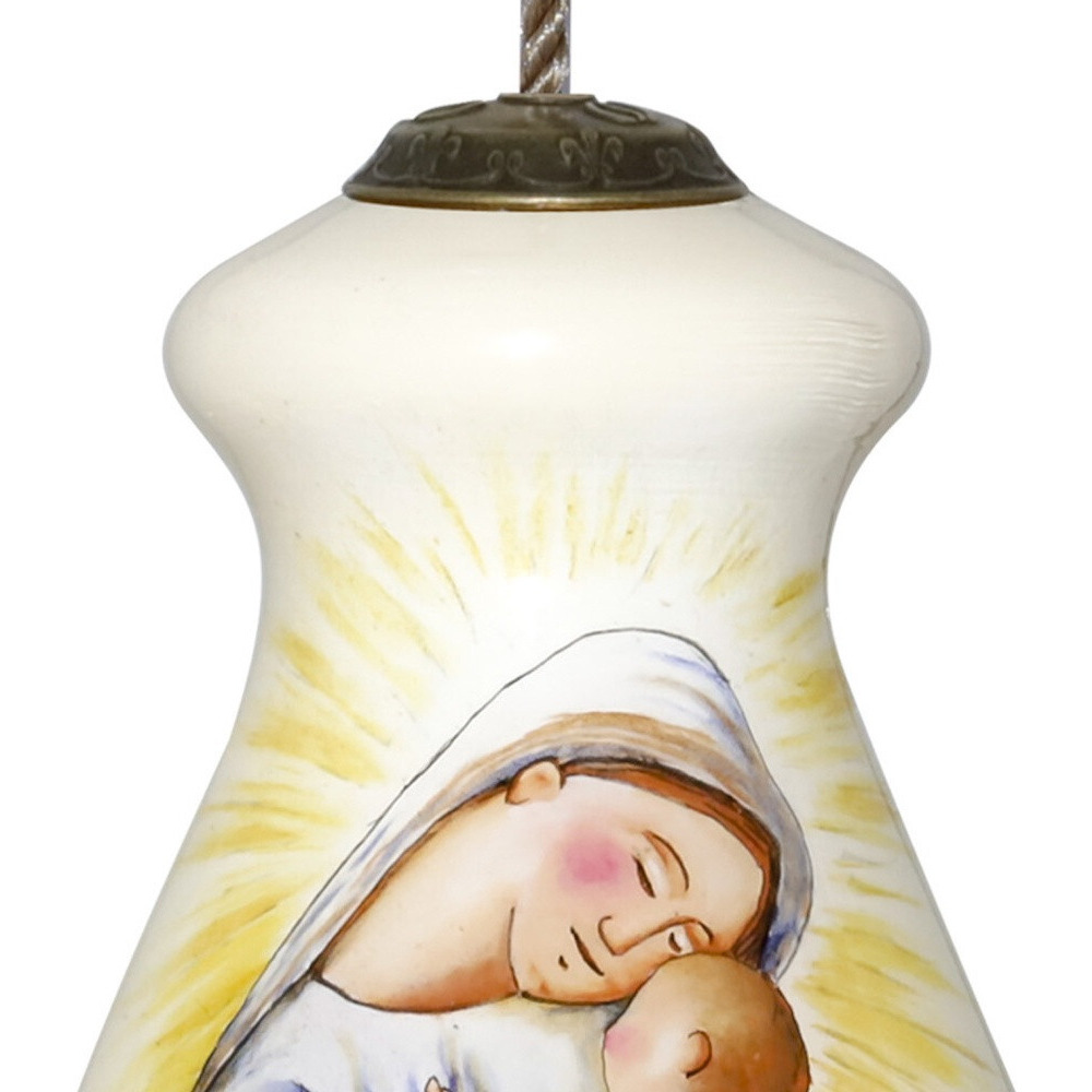 Mother Mary With Baby Hand Painted Mouth Blown Glass Ornament