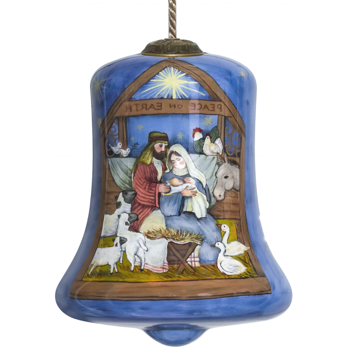 Holy Family Bethlehem Hand Painted Mouth Blown Glass Ornament