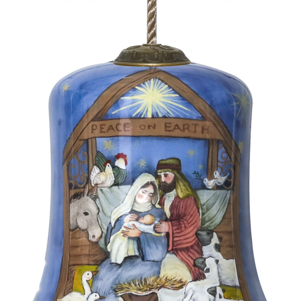 Holy Family Bethlehem Hand Painted Mouth Blown Glass Ornament