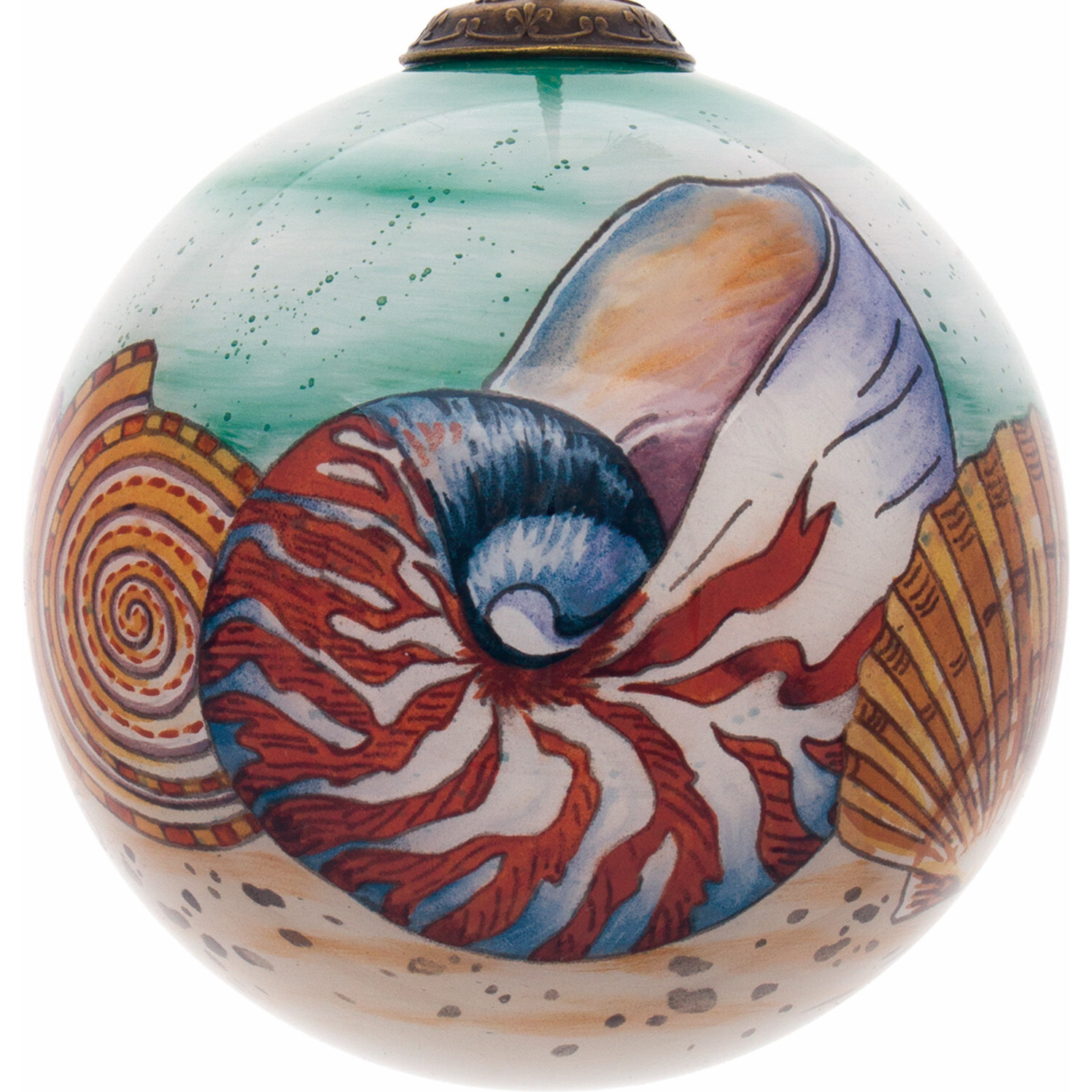 Sea Shell Hand Painted Mouth Blown Glass Ornament