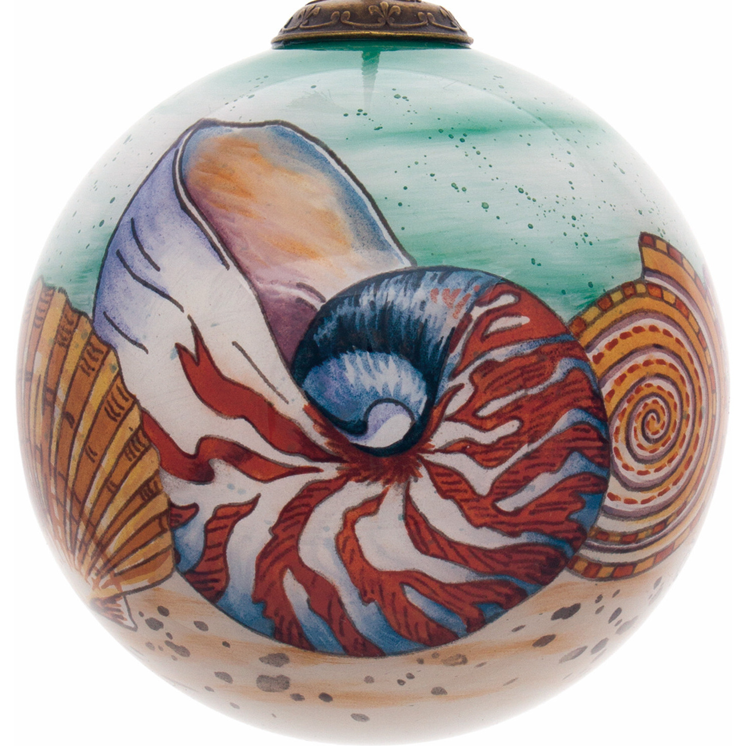 Sea Shell Hand Painted Mouth Blown Glass Ornament