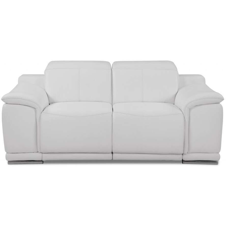 72"" White Italian Leather Reclining  Love Seat