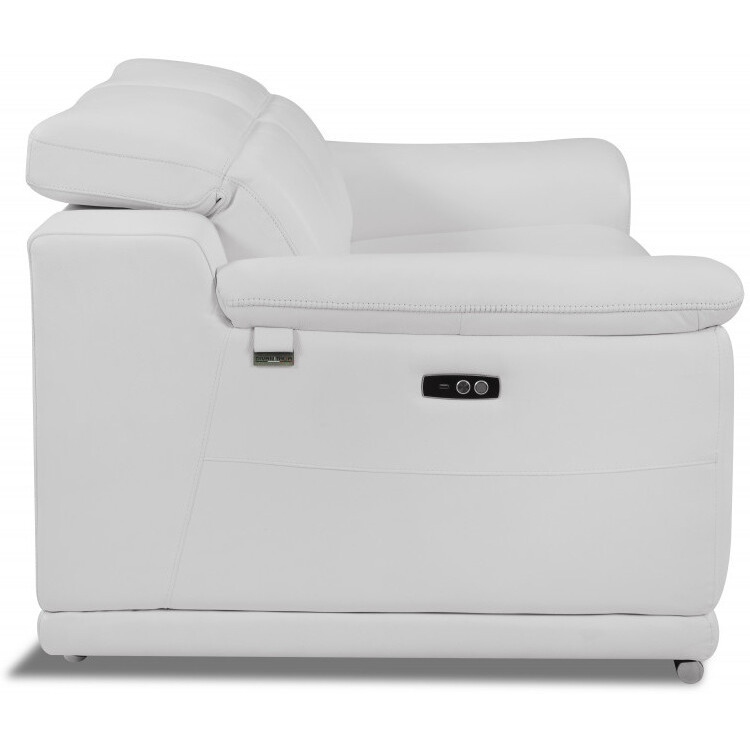 72"" White Italian Leather Reclining  Love Seat