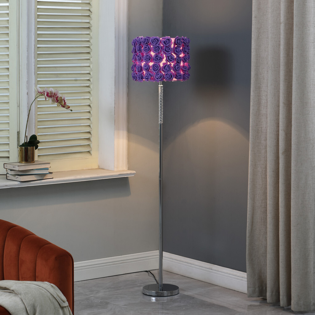 63"" Steel Traditional Shaped Floor Lamp With Lavender Drum Shade