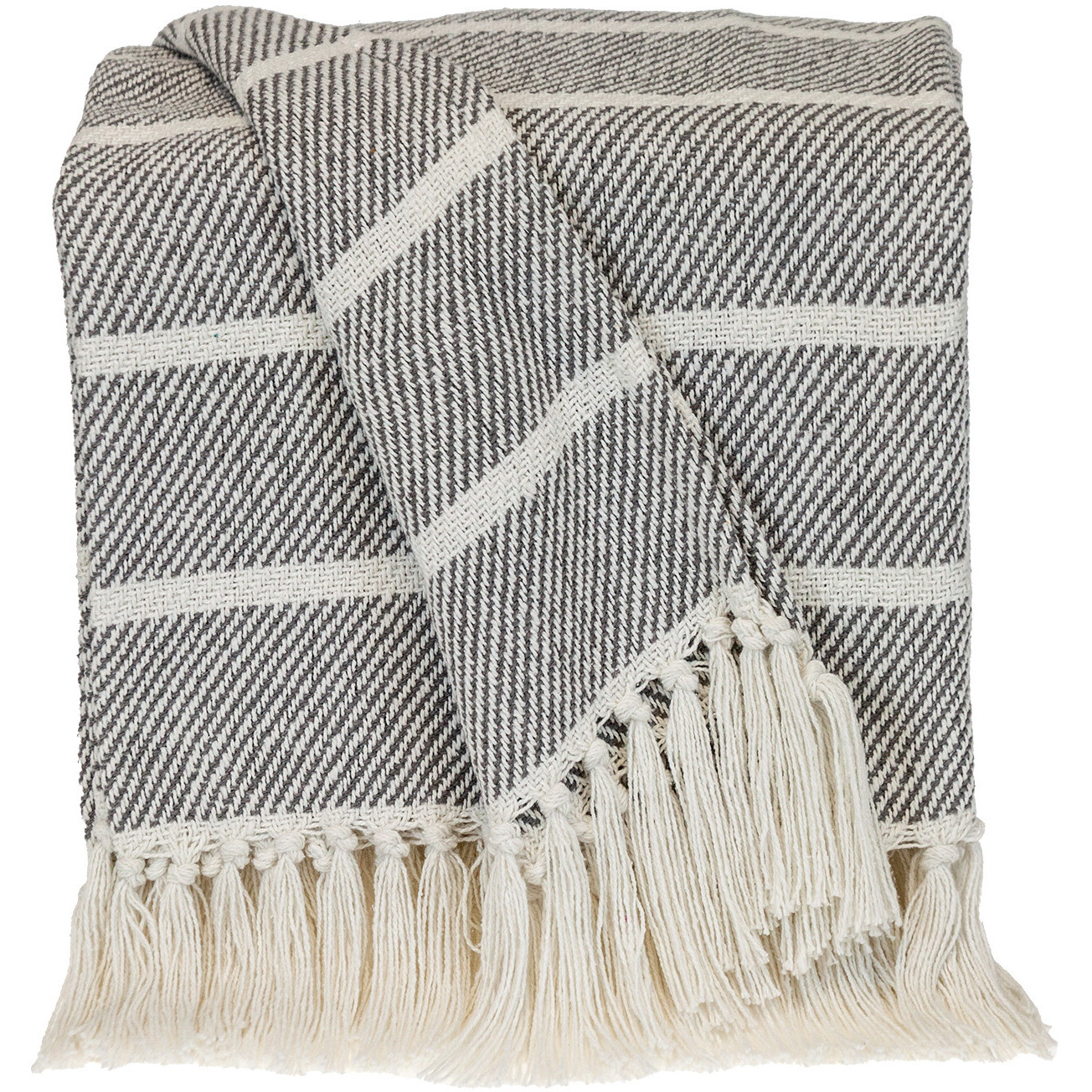 Parkland Collection Transitional Stripe Gray Rectangle 50"" X 60"" Throw