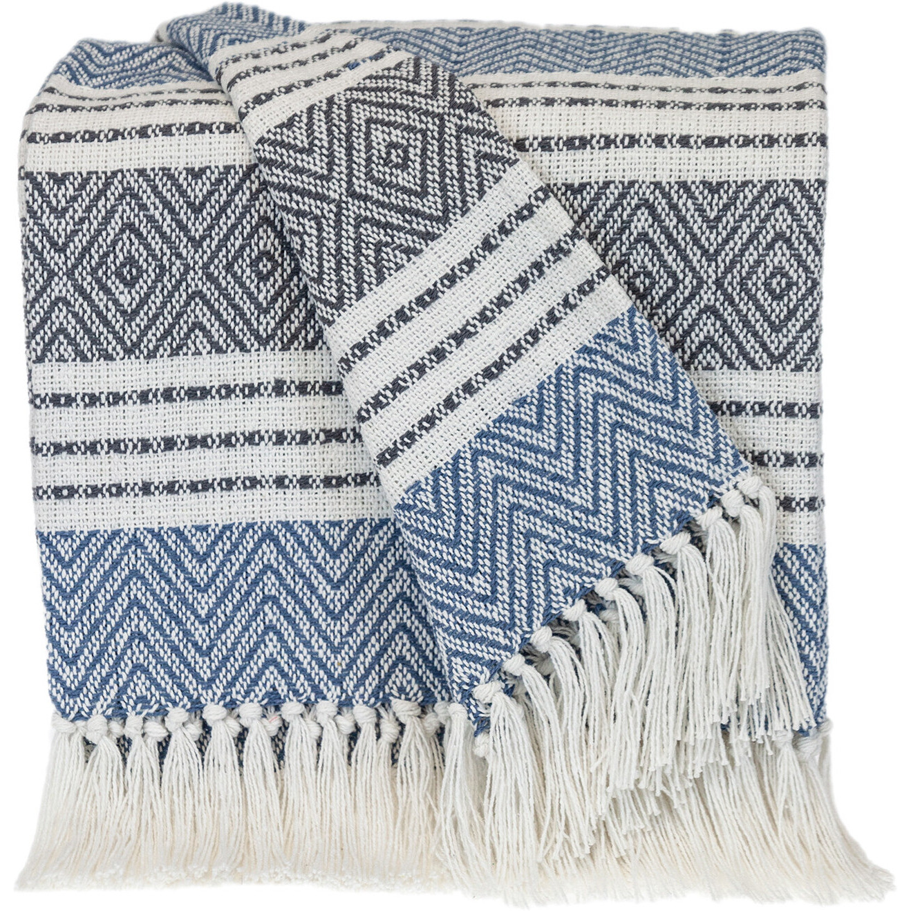 Parkland Collection Transitional Stripes Blue Rectangle 50"" X 60"" Throw